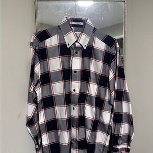 Orvis Men's Navy, White, and Red Plaid Shirt